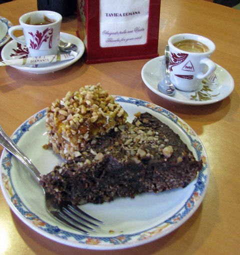 Simple Pleasures chocolate cake and espresso