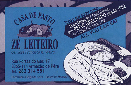 Ze Leiteiro fish restaurant Algarve Blog business card